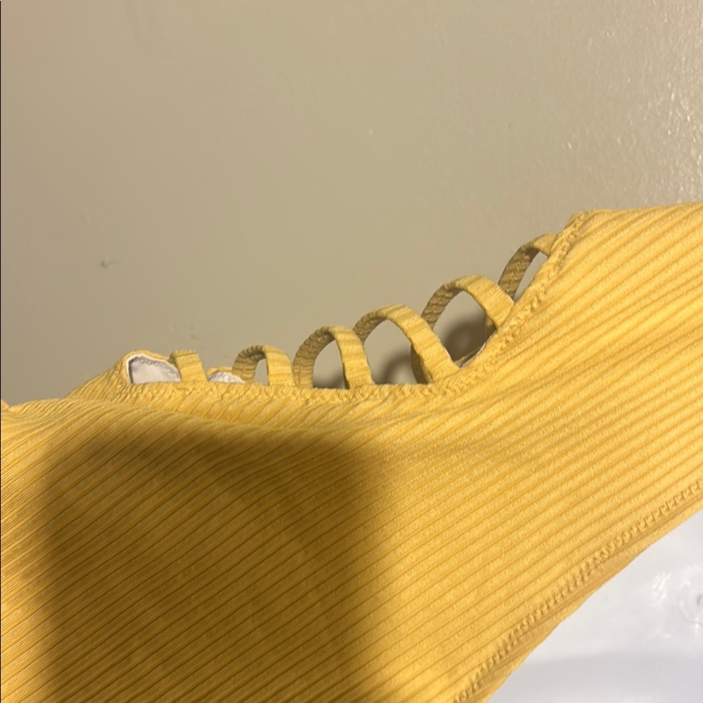 Victoria's Secret Yellow One Piece Swimsuit with Lace-Up Sides - Picture 4 of 5